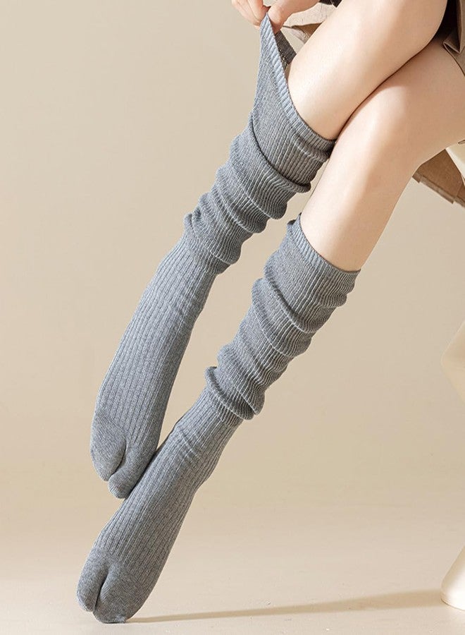 Antcher 4 Pairs Women's Slouch Socks, Cotton Knee High Split Toe Tabi Socks - Image 3